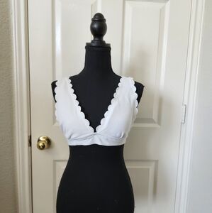 Aerie White Scalloped Triangle Bikini Top L